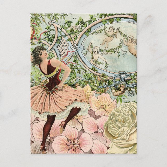 Cartão Postal Gypsis dançarino com flores e efemera (Frente)