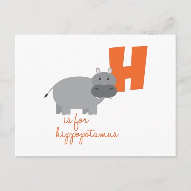 Cartão Postal H Is For Hippopotamus (Frente)
