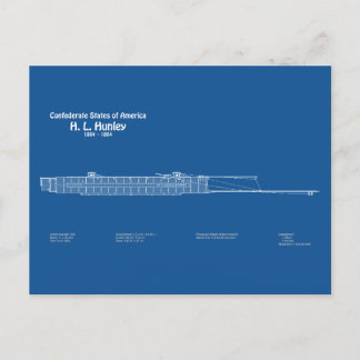 Cartão Postal H. L. Hunley - Ship Blueprint Plan ABD