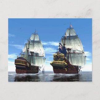 Cartão Postal H M S Prince William e Escort