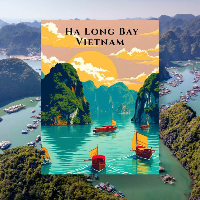 Cartão Postal Ha Long Bay no Vietnam Boat Trip (Ha Long Bay Vietnam Boat Trip Postcard)