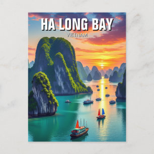 Cartão Postal Ha Long Bay Vietnam Sunset