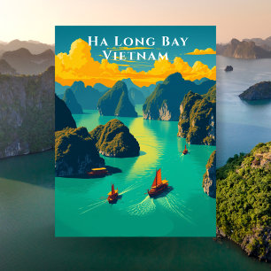 Cartão Postal Ha Long Bay Vietnam Viagem cênico