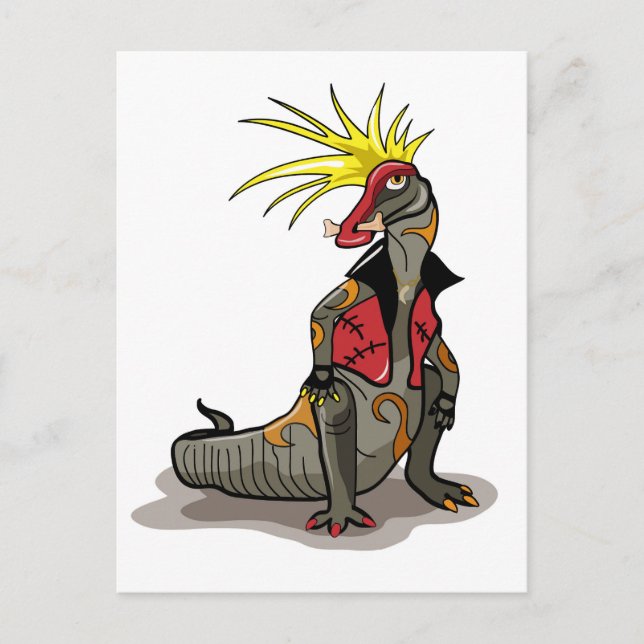 Cartão Postal Hadrosaurus Dinossaur Vestido Como Um Punk. (Frente)
