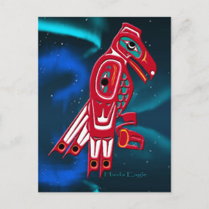Cartão Postal Haida Eagle e Aurora Design de Arte Nativa America