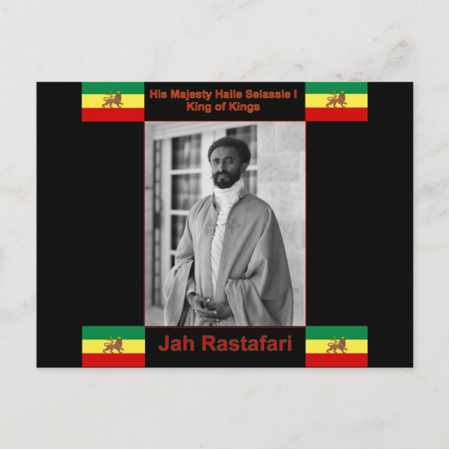 Cartão Postal Haile Selassie, o Leão de Judah, Jah Rastafari (Frente)