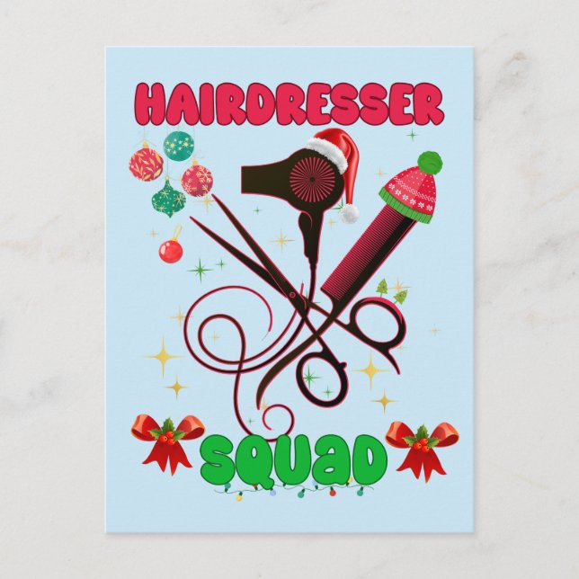 Cartão Postal Hairdresser Christmas Squad Hair Salon Engraçado (Frente)