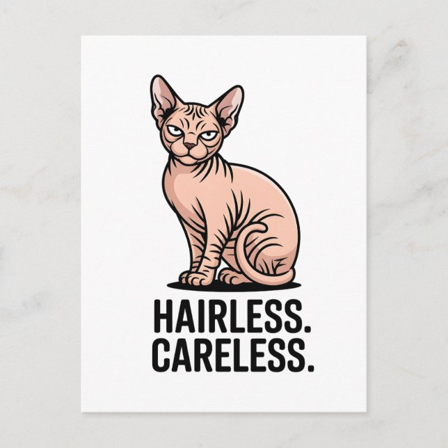 Cartão Postal Hairless Careless Sphynx Cat Attitude Art (Frente)