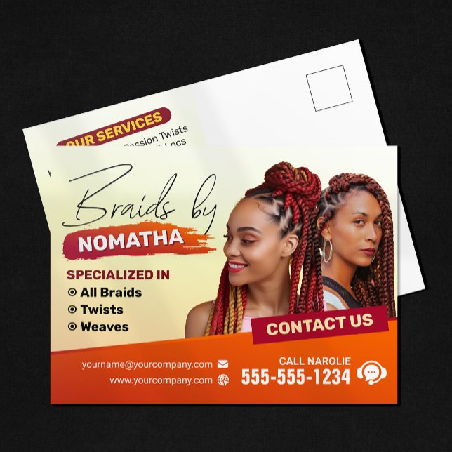 Cartão Postal Hairstylist de Stylist de Salon Braid Moderno (Criador carregado)