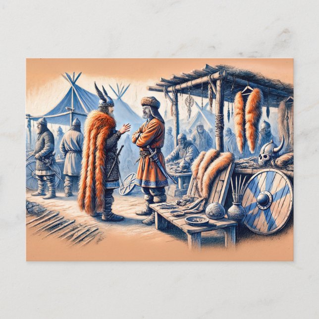 Cartão Postal Haithabu Trading Posta em Pastel Chalk Drake (Frente)