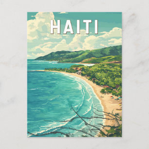 Cartão Postal Haiti Illustração Viagem Art Vintage