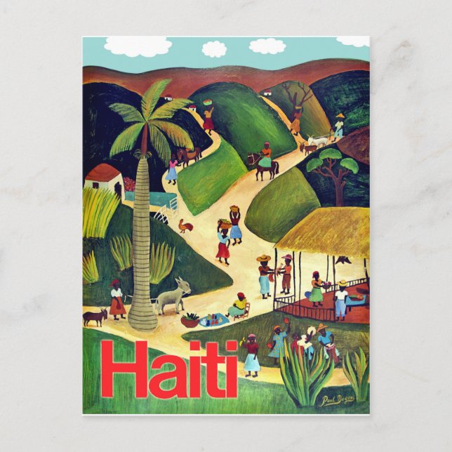 Cartão Postal Haiti, pessoas nativas de aldeia trópica, colheita (Frente)