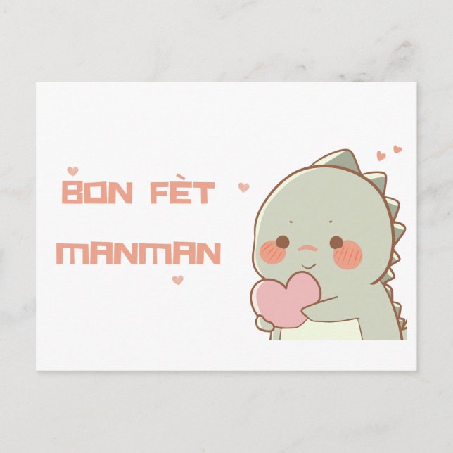 Cartão Postal Haitiano Dia de as mães saudando cartoon Dino (Frente)