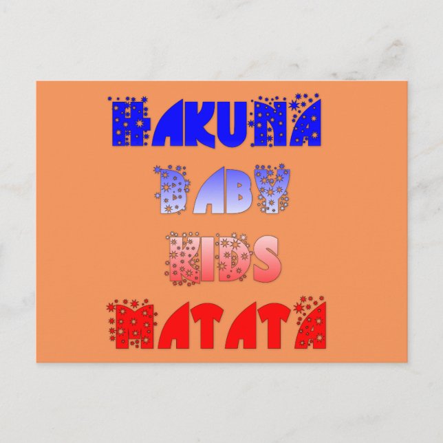 Cartão Postal Hakuna Matata Baby & Kids: Design de cor francesa (Frente)
