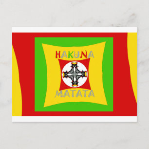 Cartão Postal Hakuna Matata Rasta Cor Vermelho Dourado Verde