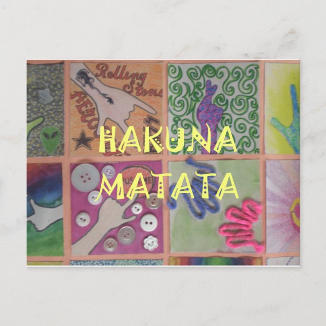 Cartão Postal Hakuna Matata - Sinal de Arte Impressão (Frente)
