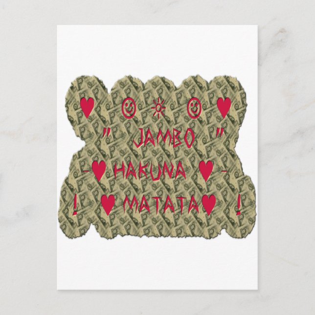 Cartão Postal Hakuna Matata Talk Money Art Impressão (Frente)