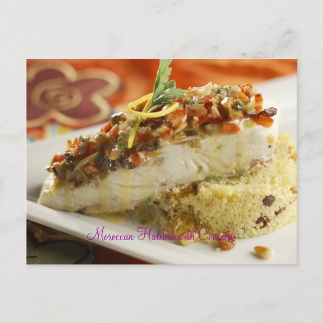 Cartão Postal Halibut with Couscous, marroquino (Frente)