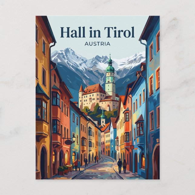Cartão Postal Hall in Tirol Áustria (Frente)