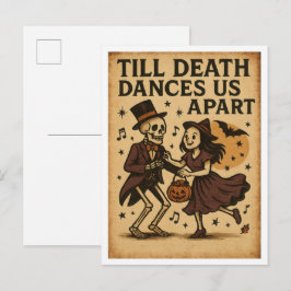 Cartão Postal Halloween Antigo Até que a Morte Nos Separe na Dan