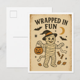Cartão Postal Halloween Antigo Envolto em Diversão