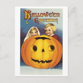 Cartão Postal Halloween antigo, Jack-o-lanterno