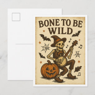 Cartão Postal Halloween Antigo Osso para ser Selvagem