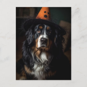 Cartão Postal Halloween Bernese Mountain Dog Adorável