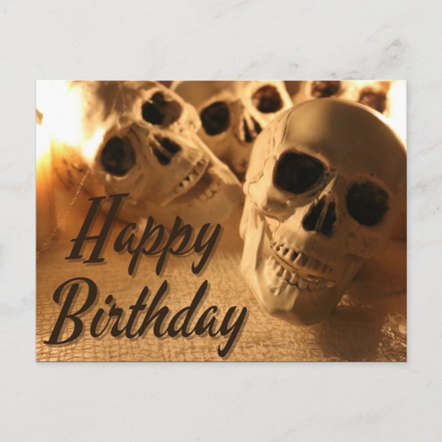 Cartão Postal Halloween Birthday Skull (Frente)