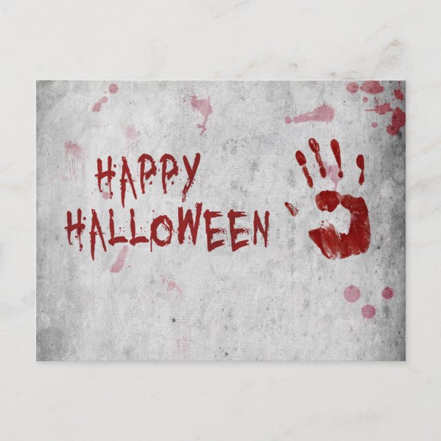 Cartão Postal Halloween Bloody Handprint (Frente)