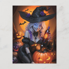 Cartão Postal Halloween Bruxo