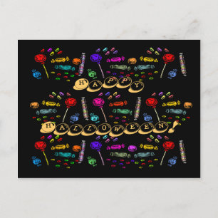 Cartão Postal Halloween Candy Pattern