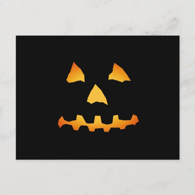 Cartão Postal Halloween: Cara Jack-o-Lanterna: (Frente)