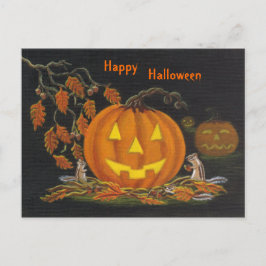 Cartão Postal Halloween,cartão postal,chipmunk,Jack-o-Lanterna