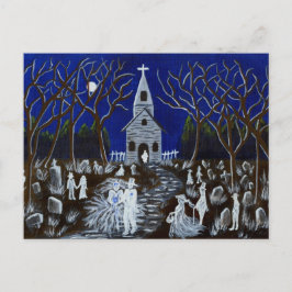 Cartão Postal Halloween,casamento,cemitério,fantasmas,cartão pos