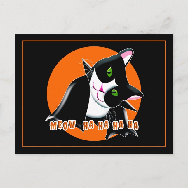 Cartão Postal Halloween Cat (Frente)