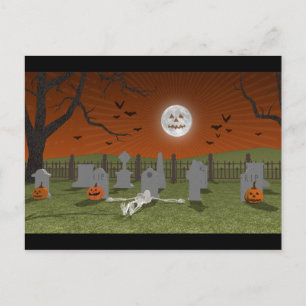 Cartão Postal Halloween: Cena de cemitério: