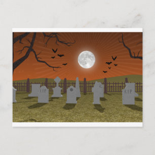 Cartão Postal Halloween: Cena de cemitério: