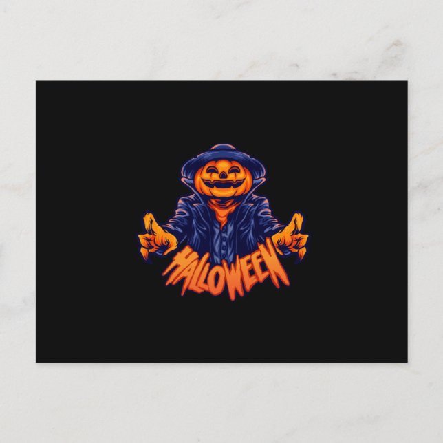 Cartão Postal Halloween character jack o lantern terror (Frente)