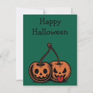 Cartão Postal Halloween Cherry Jack-o-Lanterns