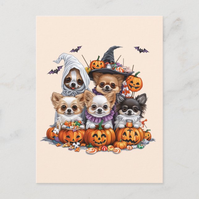 Cartão Postal Halloween Chihuahua Dogs (Frente)