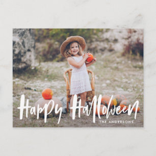 Cartão Postal Halloween Com Letra Mão   Foto de Halloween