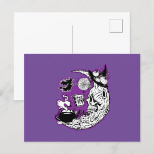 Cartão Postal Halloween Crescent Moon Witold Skull