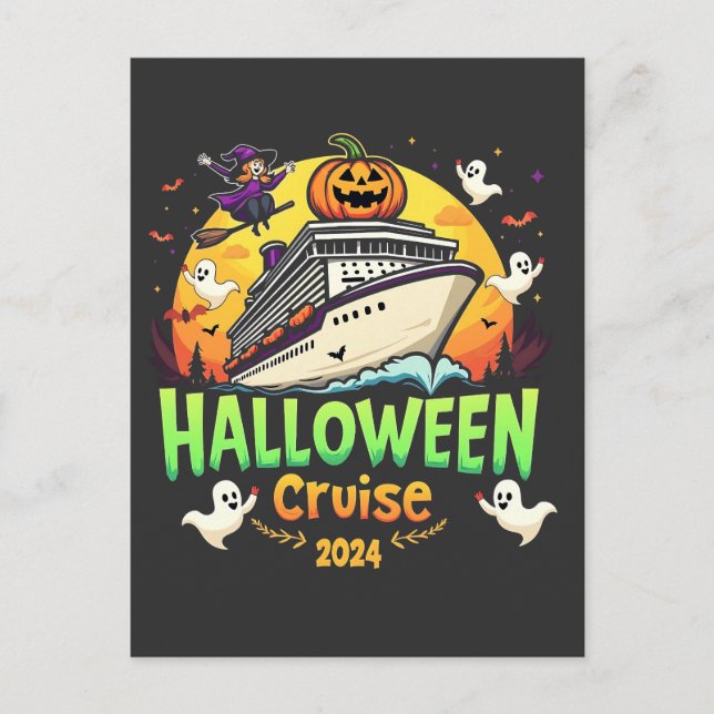 Cartão Postal Halloween Cruise 2024 Trip Familly Cruising Spooky (Frente)