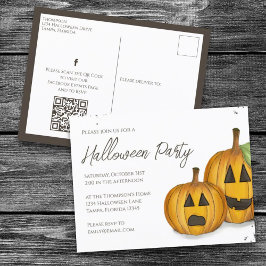 Cartão Postal Halloween Cute Pumpkins Jack Mídia Social Simples