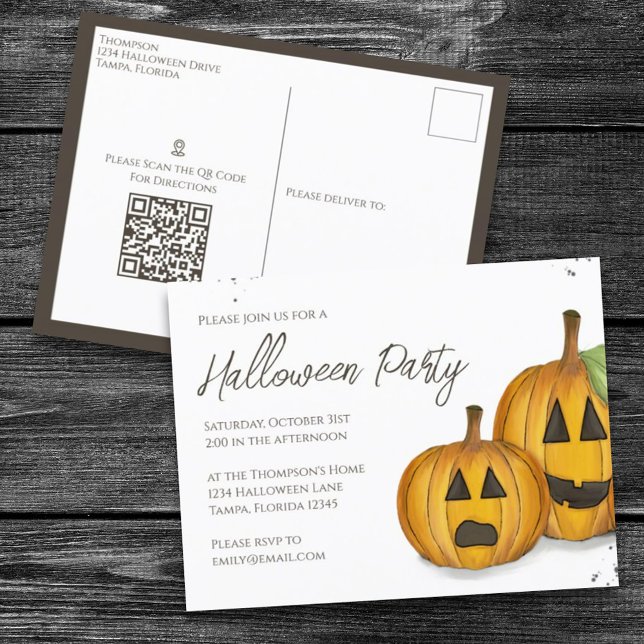 Cartão Postal Halloween Cute Pumpkins Jack Mídia Social Simples (Criador carregado)