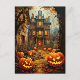 Cartão Postal Halloween da casa assombrada de Spooky