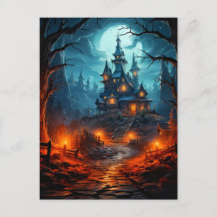 Cartão Postal Halloween da Casa Assombrada e terrivelmente assus