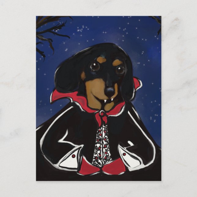 Cartão Postal Halloween Dachshund (Frente)