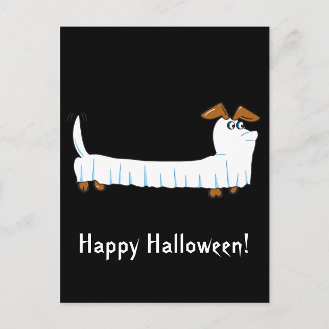 Cartão Postal Halloween Dachshund (Frente)